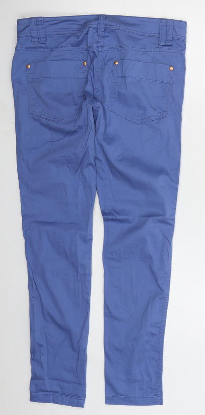 Next Womens Blue  Cotton Trousers  Size 10 L30 in Regular Button