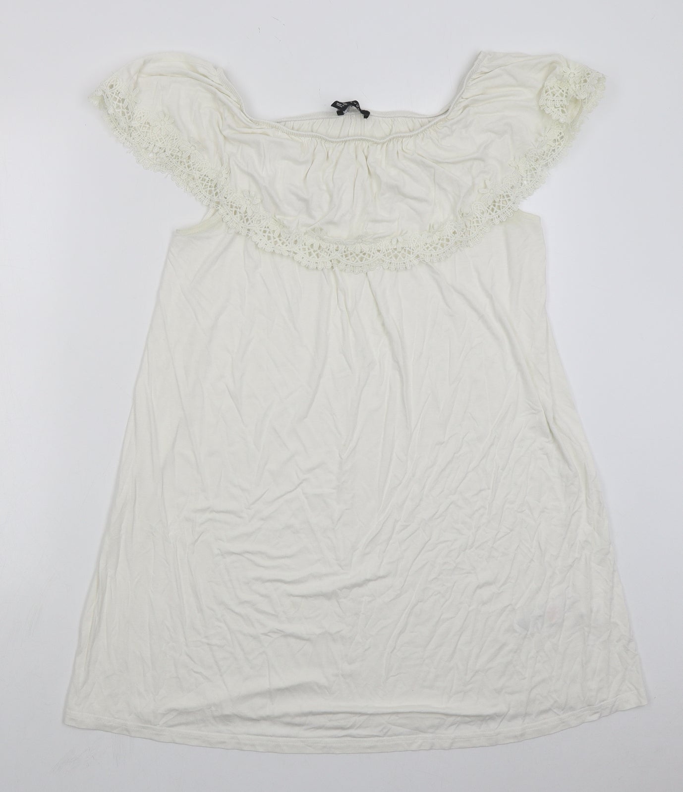New Look Womens White  Viscose A-Line  Size 14  Off the Shoulder Pullover