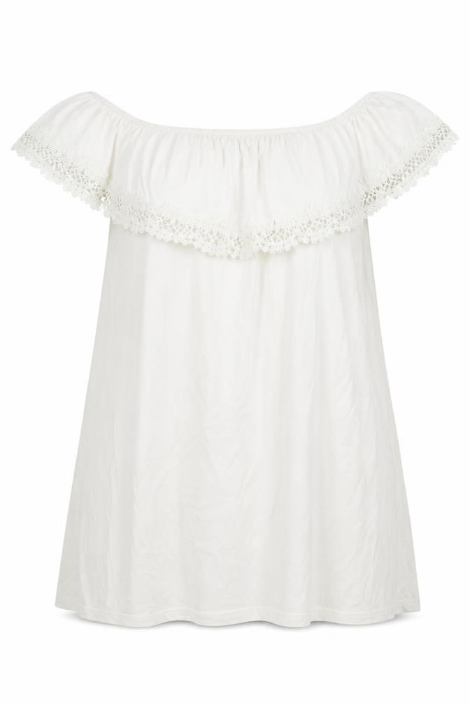 New Look Womens White  Viscose A-Line  Size 14  Off the Shoulder Pullover