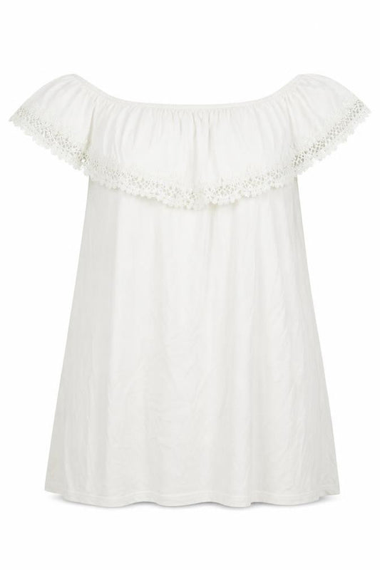 New Look Womens White  Viscose A-Line  Size 14  Off the Shoulder Pullover