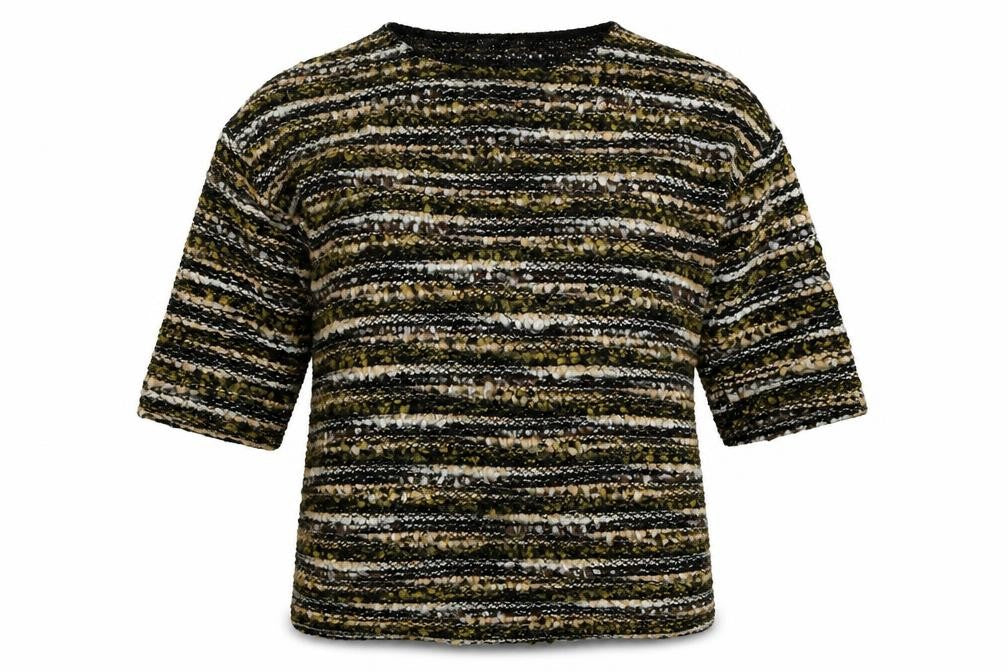 Nutmeg Womens Gold Round Neck Striped Acrylic Pullover Jumper Size 10