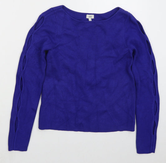 River Island Womens Blue Boat Neck  Viscose Pullover Jumper Size 10