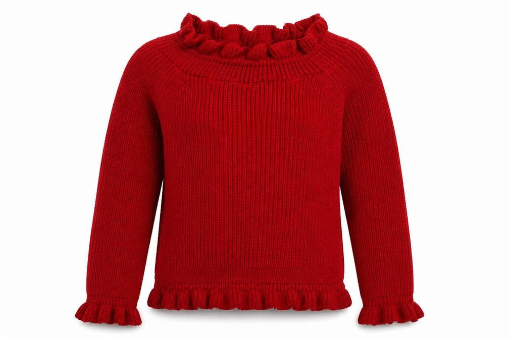 Misspap Womens Red Round Neck  Acrylic Pullover Jumper Size S