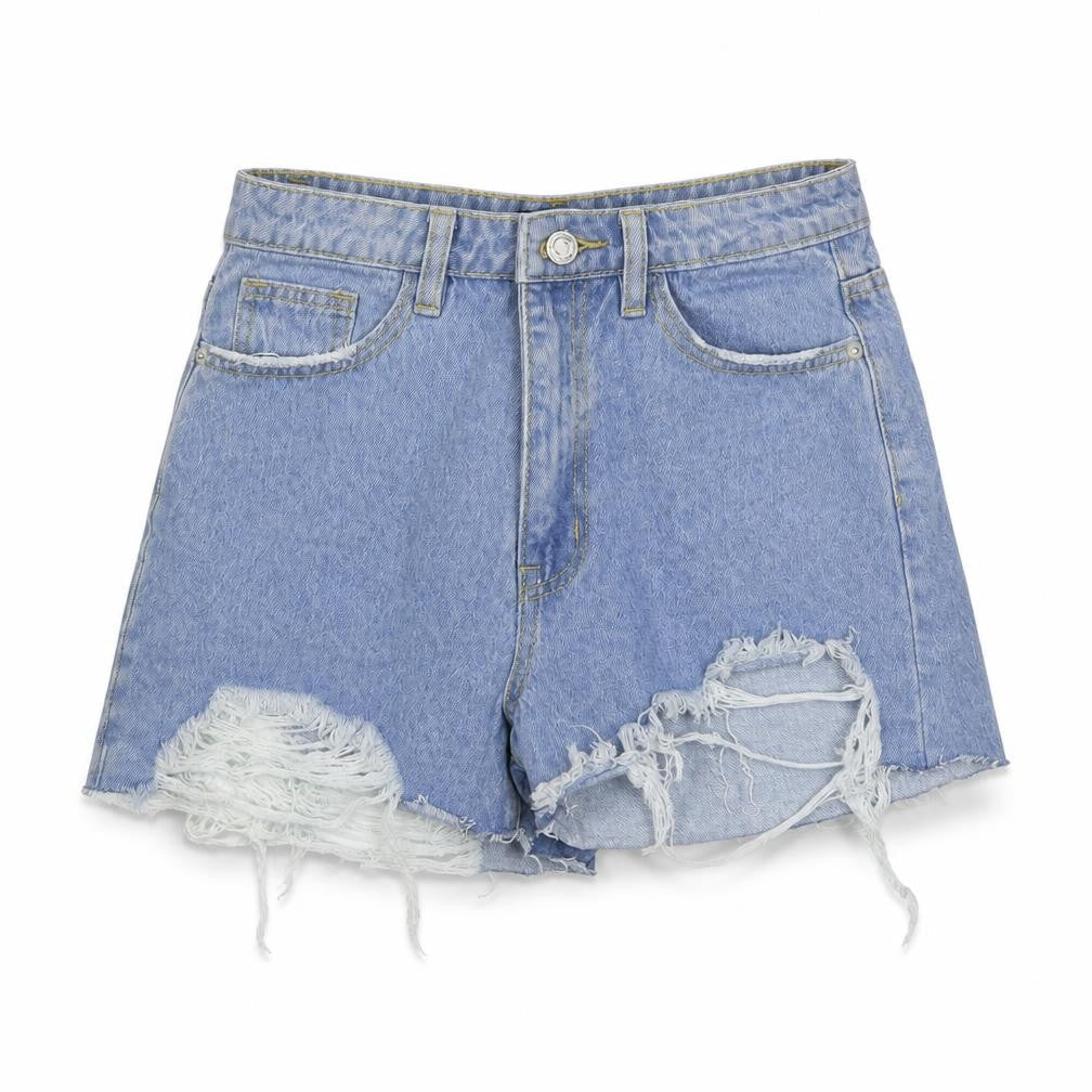 Missguided Womens Blue  Cotton Hot Pants Shorts Size 26 in  Regular Button