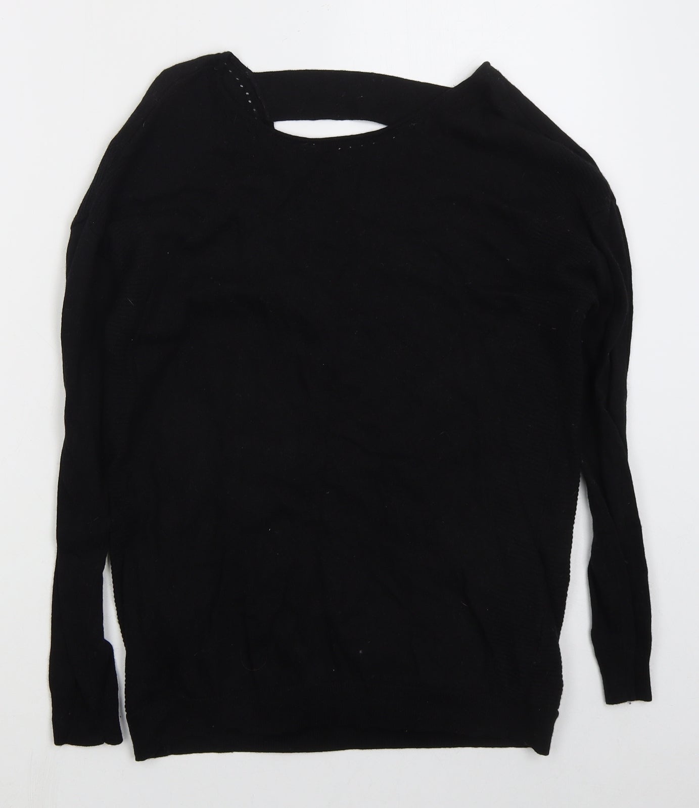 NEXT Womens Black Boat Neck  Viscose Pullover Jumper Size 10