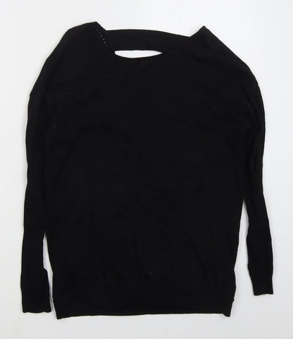 Next Womens Black Boat Neck  Viscose Pullover Jumper Size 10