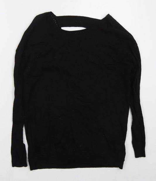 NEXT Womens Black Boat Neck  Viscose Pullover Jumper Size 10