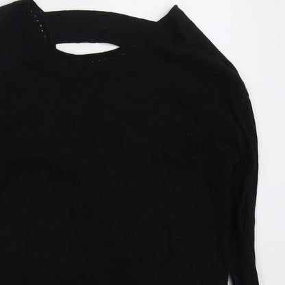 Next Womens Black Boat Neck  Viscose Pullover Jumper Size 10
