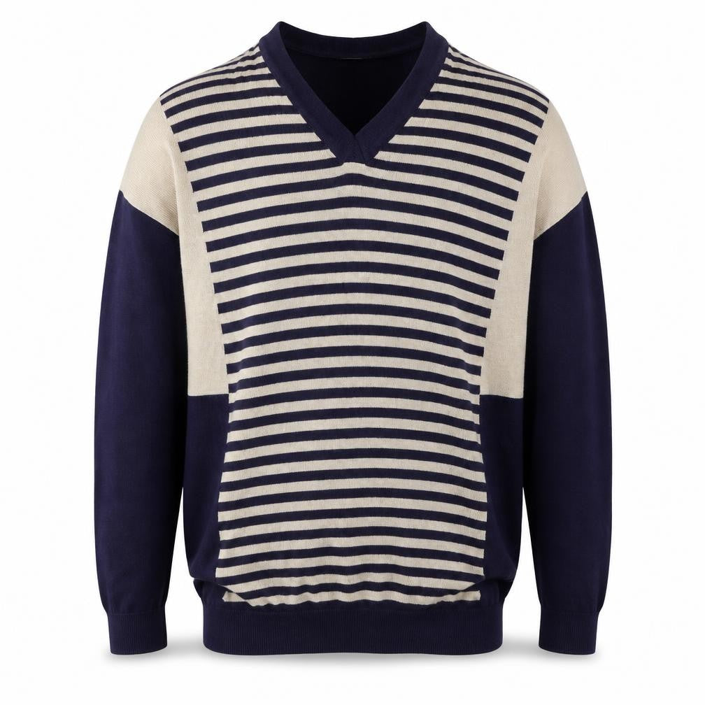 Wallis Mens Blue V-Neck Striped Acrylic Pullover Jumper Size S