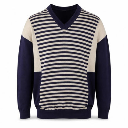 Wallis Mens Blue V-Neck Striped Acrylic Pullover Jumper Size S