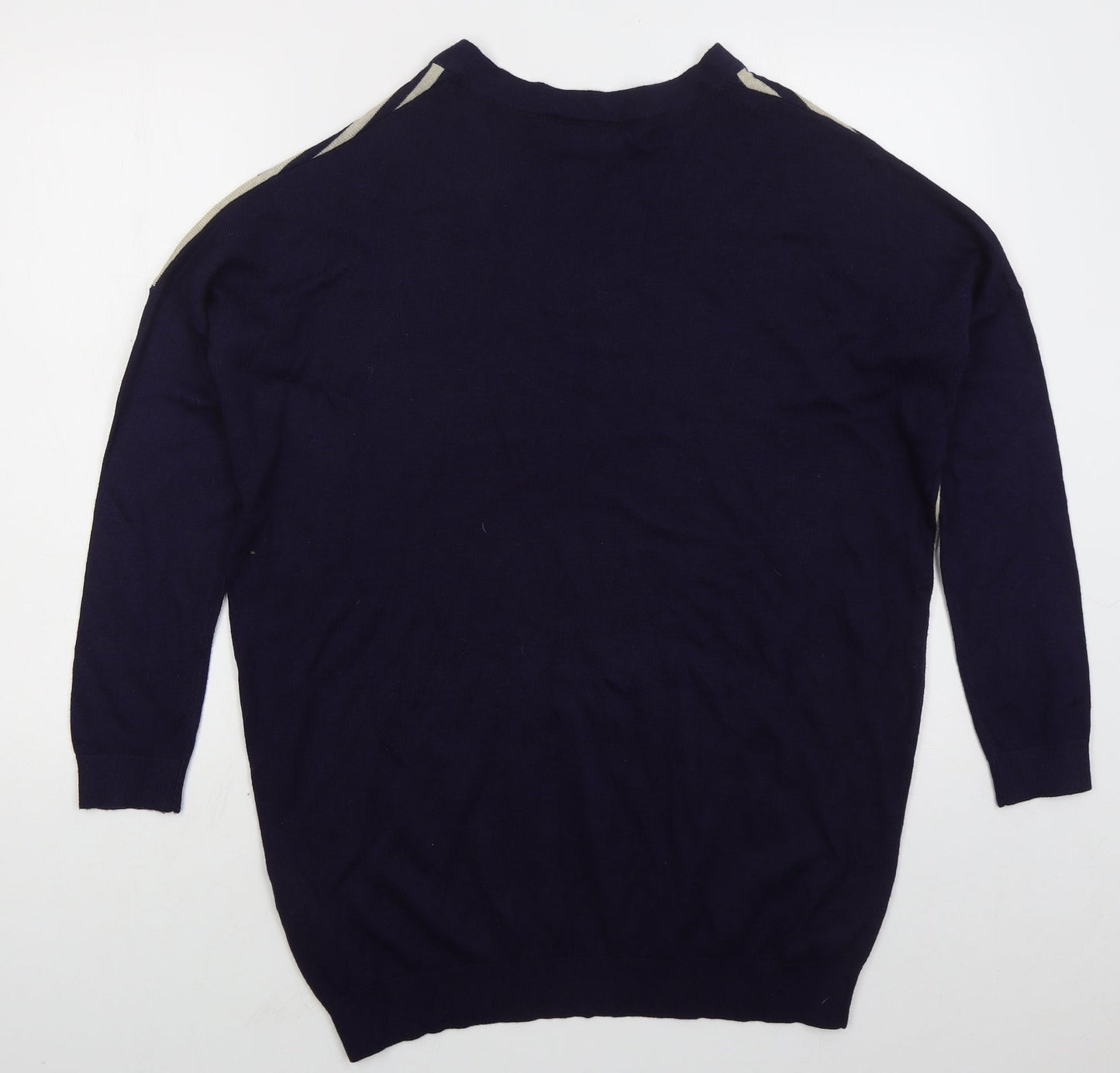 Wallis Mens Blue V-Neck Striped Acrylic Pullover Jumper Size S