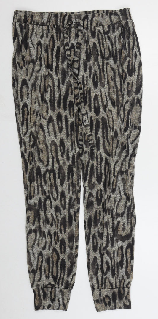 New Look Womens Beige Animal Print Polyester Sweatpants Trousers Size L L29 in Regular Drawstring