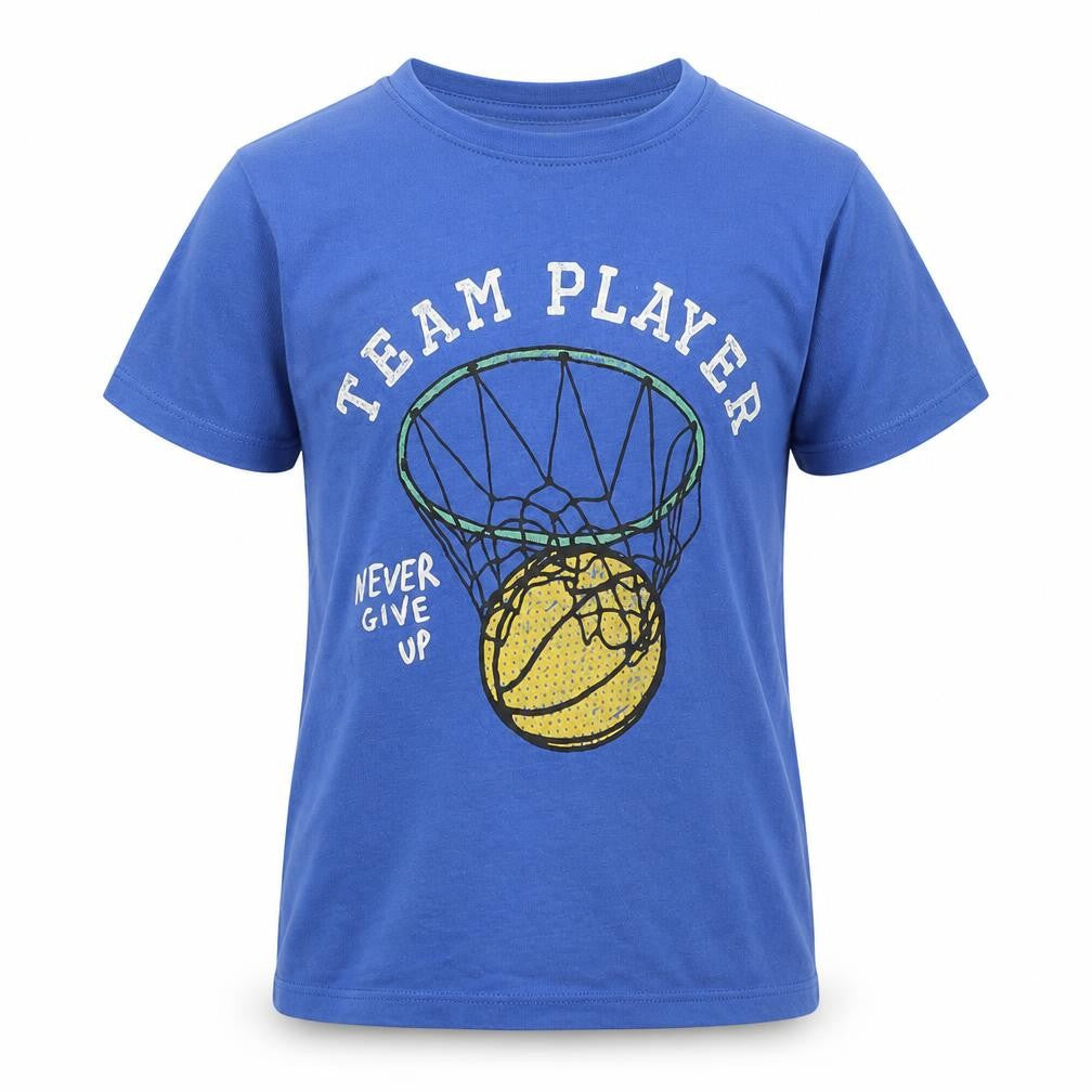 Primark Boys Blue  Cotton Basic T-Shirt Size 5-6 Years Crew Neck Pullover - Team Player
