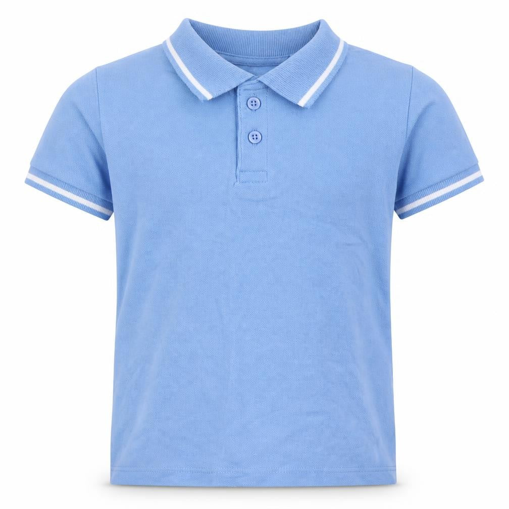 Jeff & co Boys Blue  Cotton Basic Polo Size 5-6 Years Collared Pullover