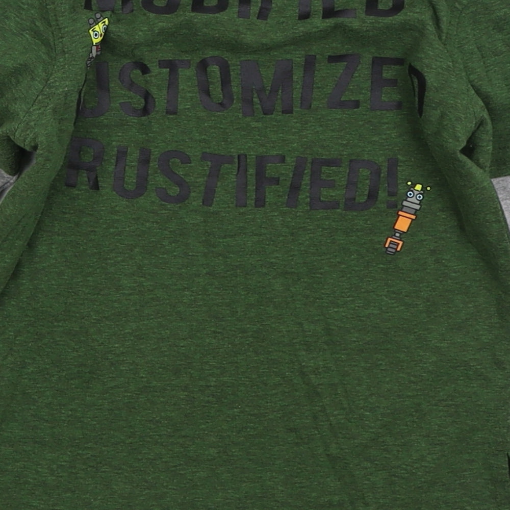 George Boys Green  Cotton Basic T-Shirt Size 2-3 Years Crew Neck Pullover - Rusty