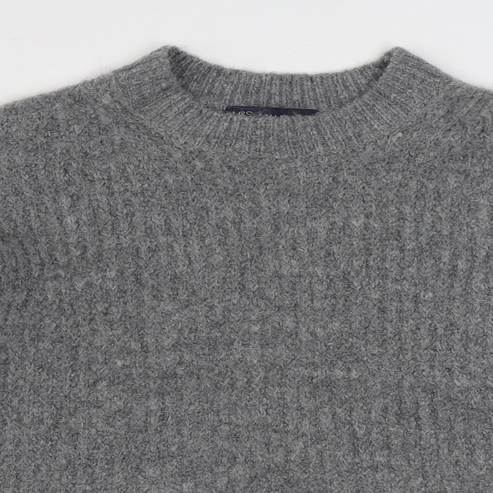 Marks and Spencer Womens Grey High Neck  Acrylic Pullover Jumper Size M