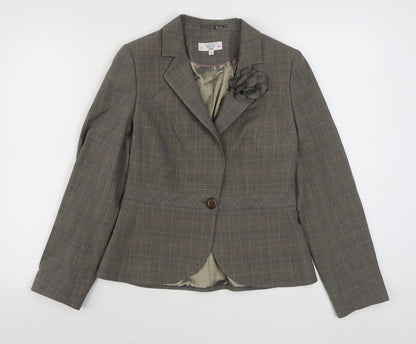 Next Womens Brown Plaid  Jacket Blazer Size 10  Button