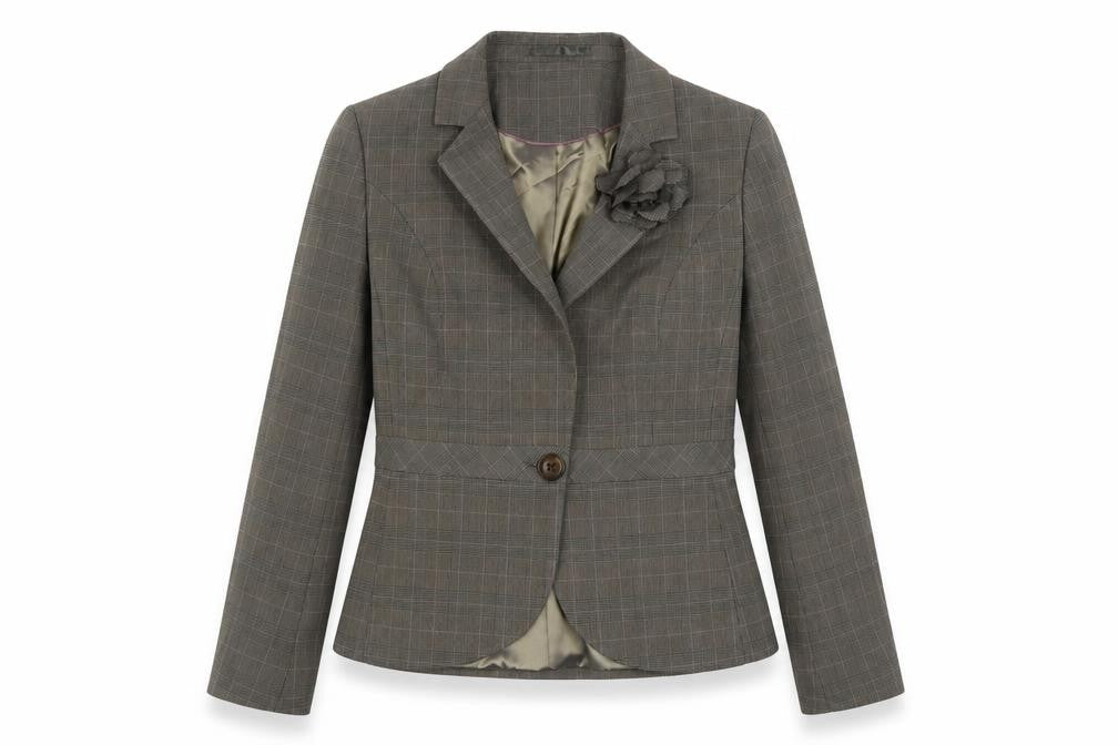 NEXT Womens Brown Plaid  Jacket Blazer Size 10  Button