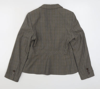 Next Womens Brown Plaid  Jacket Blazer Size 10  Button
