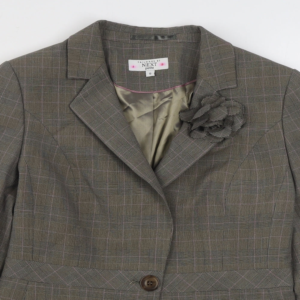 NEXT Womens Brown Plaid  Jacket Blazer Size 10  Button