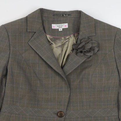 Next Womens Brown Plaid  Jacket Blazer Size 10  Button