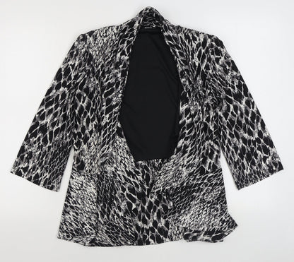 Roman Womens Black Animal Print  Jacket Blazer Size 12