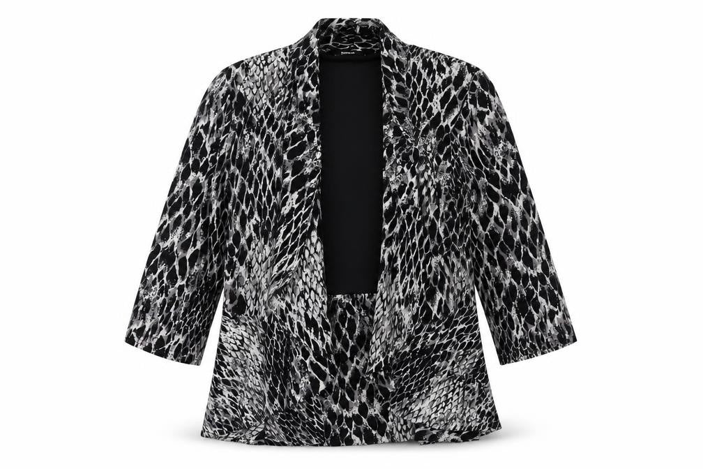 Roman Womens Black Animal Print  Jacket Blazer Size 12