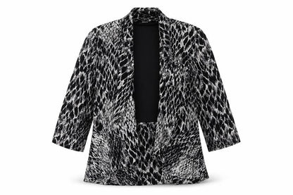 Roman Womens Black Animal Print  Jacket Blazer Size 12