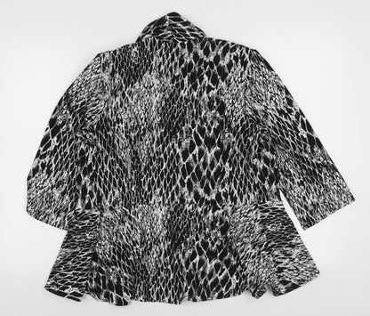 Roman Womens Black Animal Print  Jacket Blazer Size 12