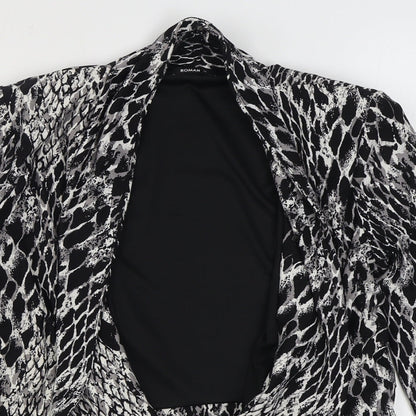 Roman Womens Black Animal Print  Jacket Blazer Size 12