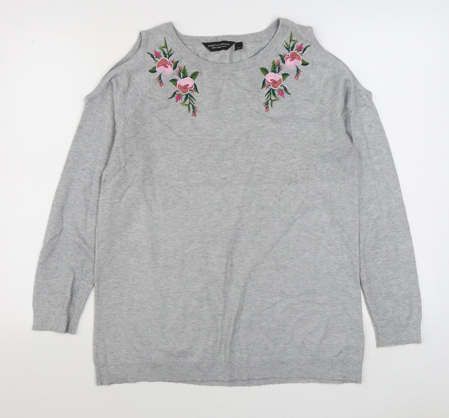 Dorothy Perkins Womens Grey Round Neck  Viscose Pullover Jumper Size 16