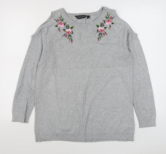 Dorothy Perkins Womens Grey Round Neck  Viscose Pullover Jumper Size 16