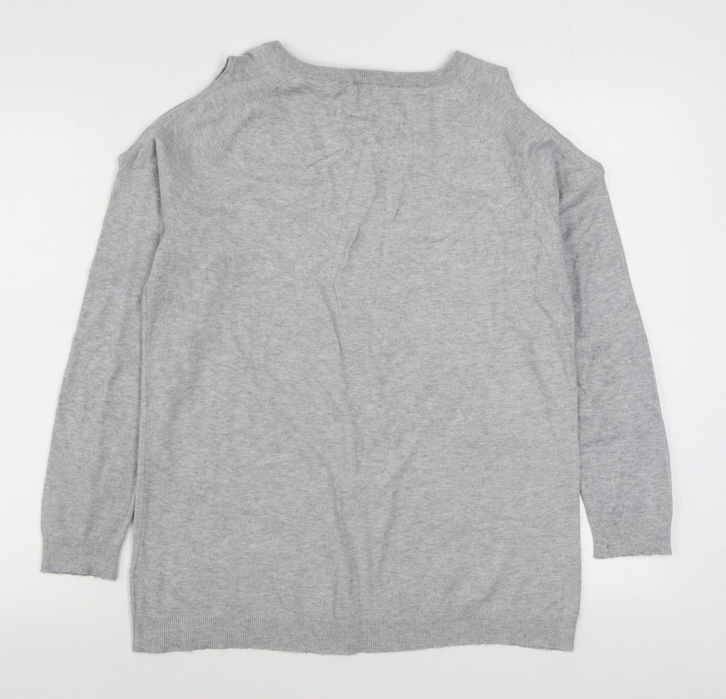 Dorothy Perkins Womens Grey Round Neck  Viscose Pullover Jumper Size 16
