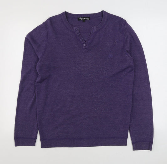 Debenhams Womens Purple V-Neck  Acrylic Pullover Jumper Size M