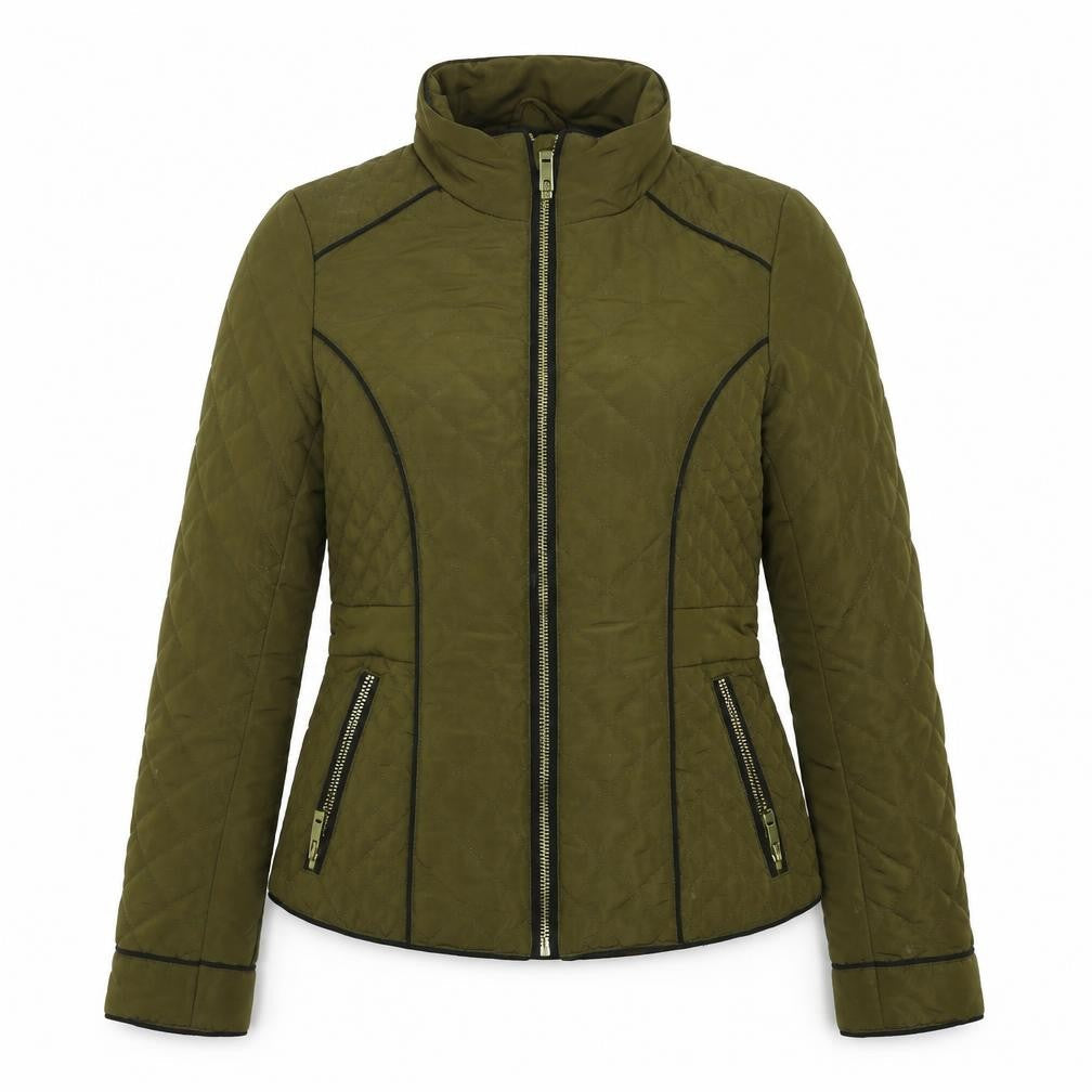 River Island Womens Green   Quilted Coat Size 6  Zip