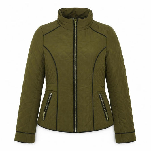 River Island Womens Green   Quilted Coat Size 6  Zip
