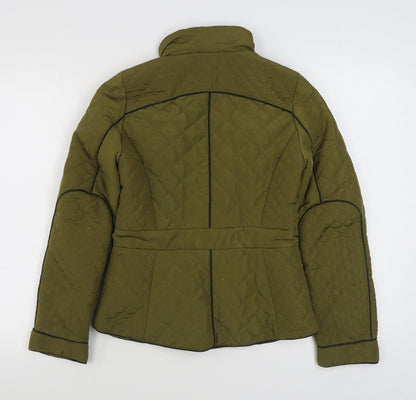 River Island Womens Green   Quilted Coat Size 6  Zip
