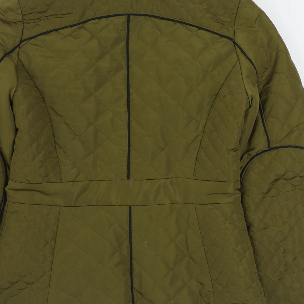 River Island Womens Green   Quilted Coat Size 6  Zip