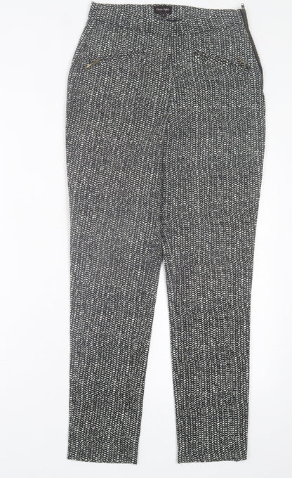 Phase Eight Womens Black Geometric Viscose Trousers  Size 8 L27 in Regular Zip