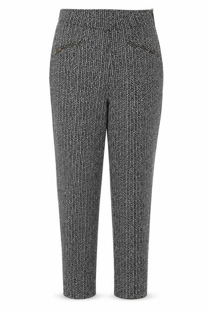 Phase Eight Womens Black Geometric Viscose Trousers  Size 8 L27 in Regular Zip