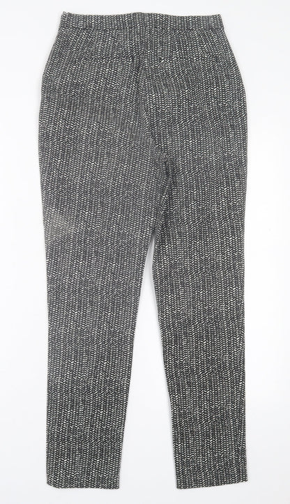 Phase Eight Womens Black Geometric Viscose Trousers  Size 8 L27 in Regular Zip