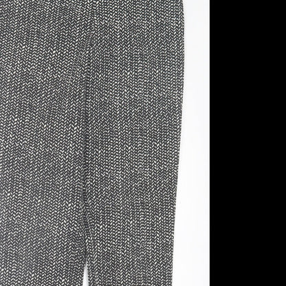 Phase Eight Womens Black Geometric Viscose Trousers  Size 8 L27 in Regular Zip
