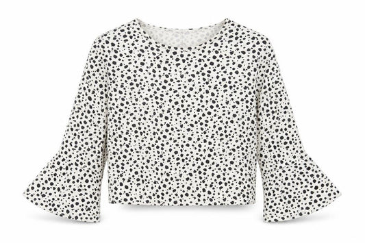 PRETTYLITTLETHING Womens White Animal Print Polyester Cropped T-Shirt Size 8 Crew Neck