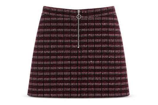 Primark Womens Purple Geometric Cotton A-Line Skirt Size 8   Zip