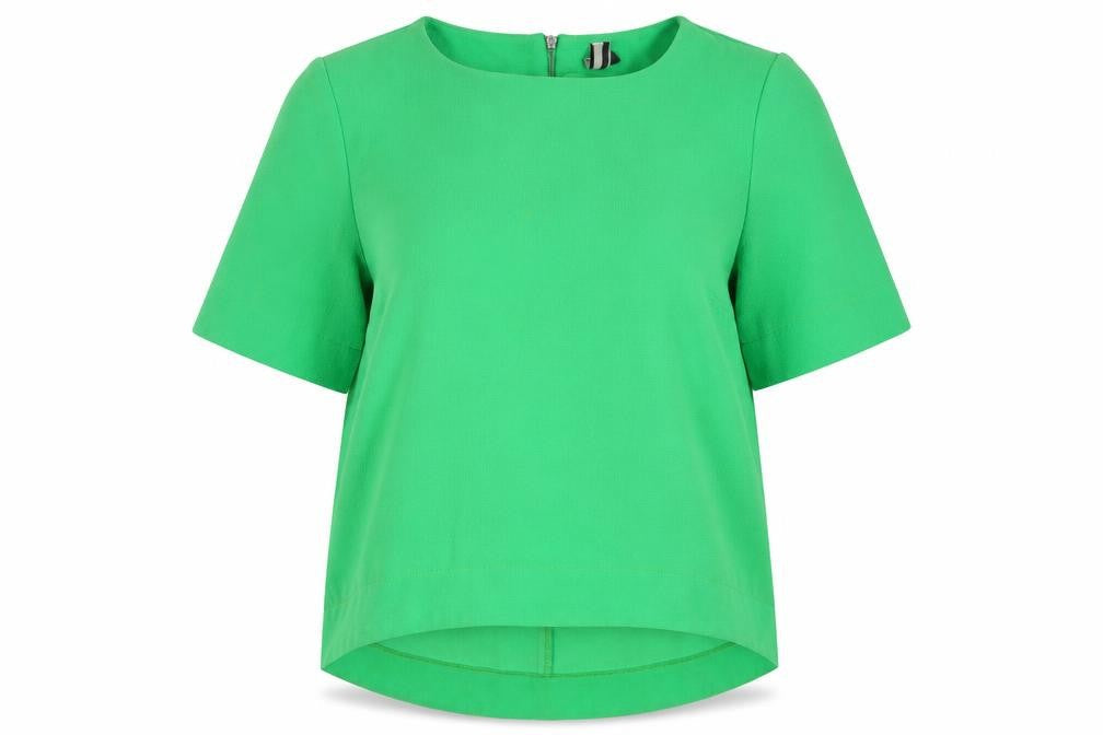 Topshop Womens Green  Polyester Basic T-Shirt Size 8 Crew Neck