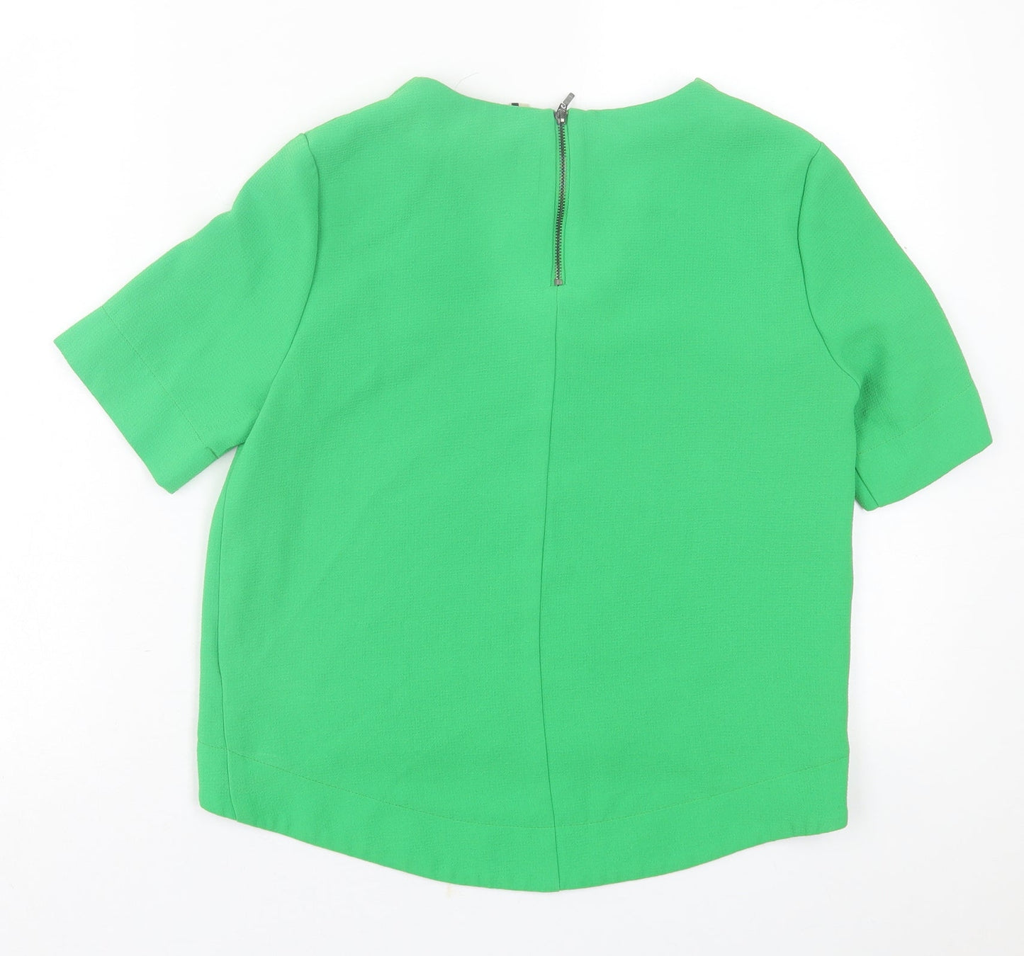 Topshop Womens Green  Polyester Basic T-Shirt Size 8 Crew Neck