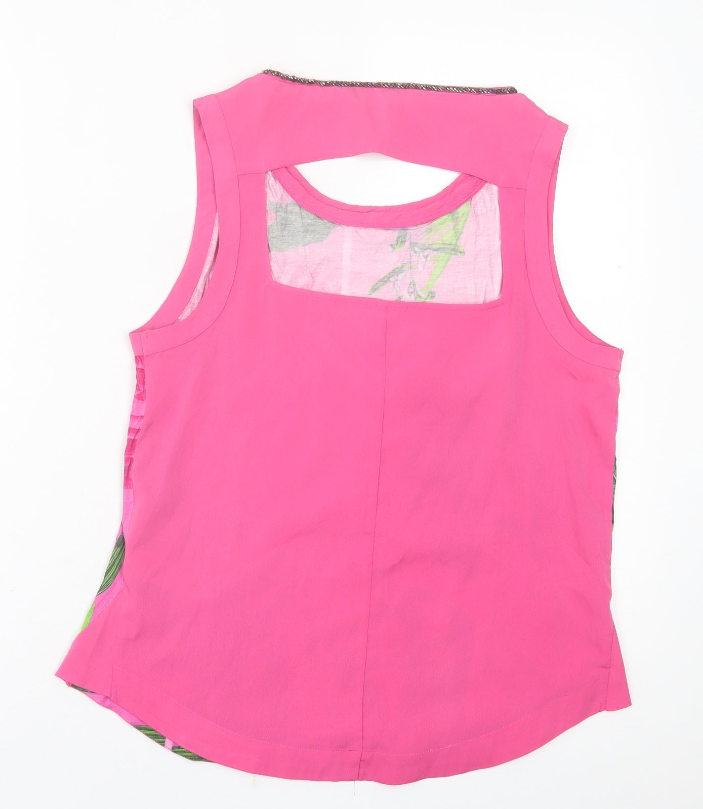 NEXT Womens Pink Floral Viscose Basic Tank Size 10 Crew Neck