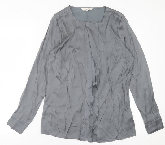 NEXT Womens Grey  Polyester Basic Button-Up Size 10 Crew Neck