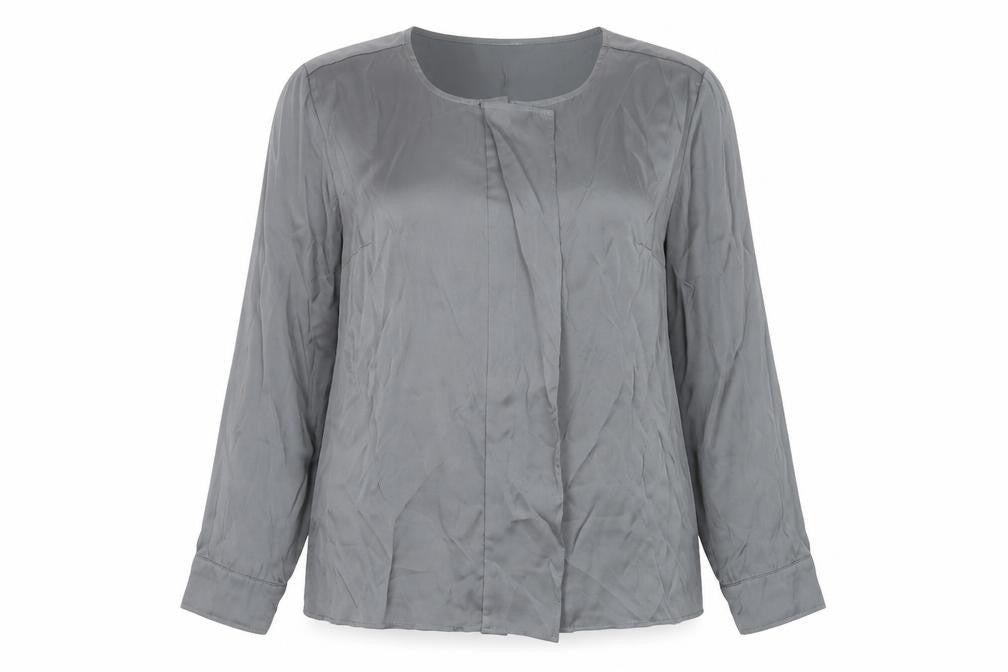 NEXT Womens Grey  Polyester Basic Button-Up Size 10 Crew Neck
