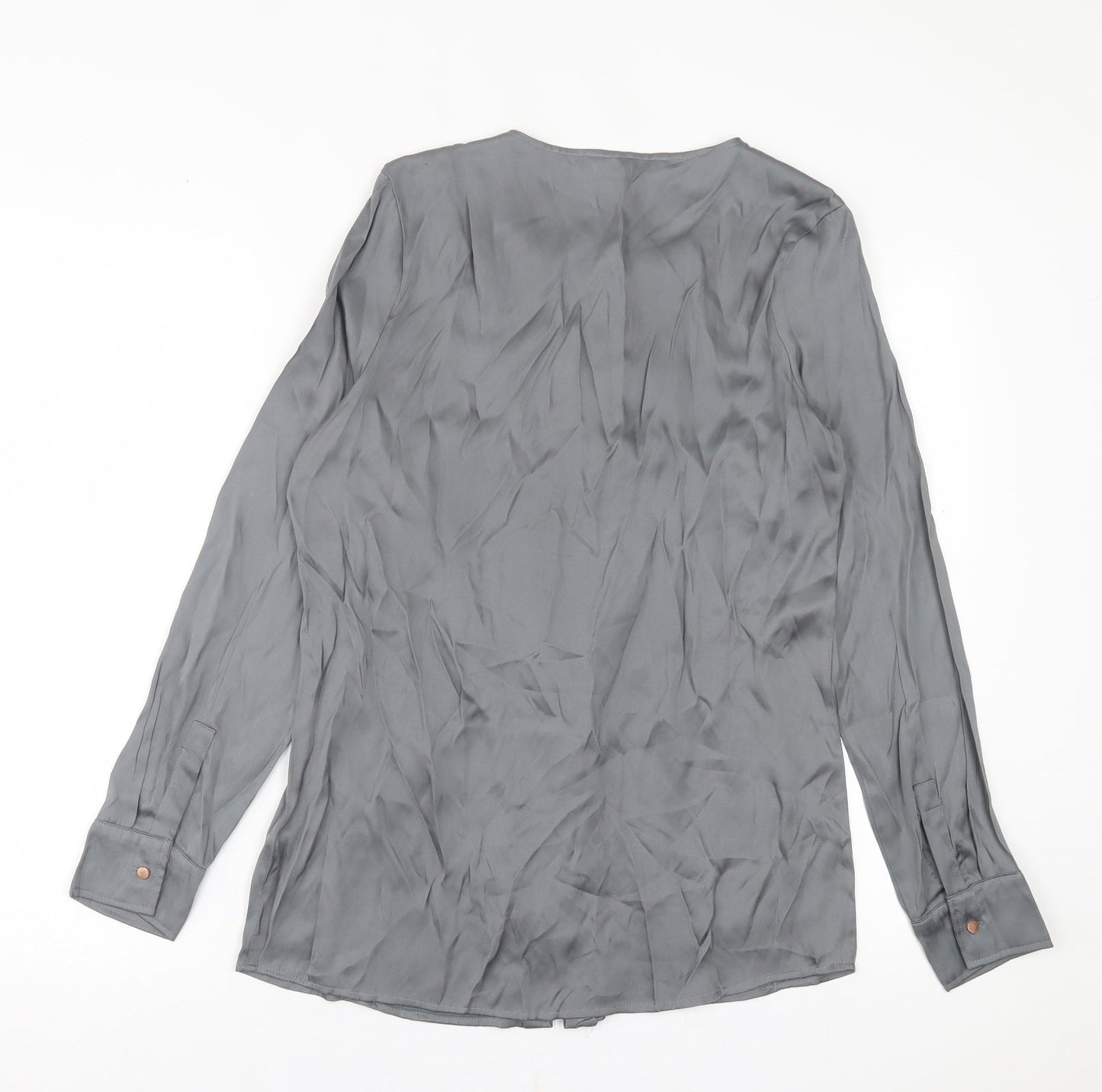NEXT Womens Grey  Polyester Basic Button-Up Size 10 Crew Neck